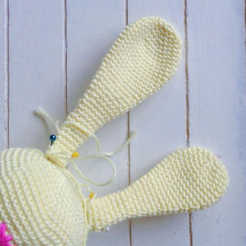 Ears, arms and legs for the flop-eared bunny made with Scheepjes Catona mini-skeins by MissNeriss