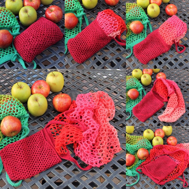 Red Delicious Crochet Market bag by designer @missneriss with Scheepjes Catona